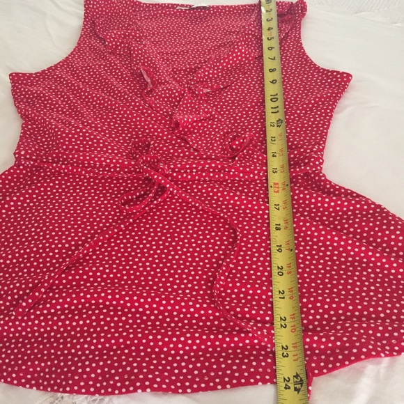 Red Polka Dot ruffle sleeveless top by Oasis Sz M - Picture 7 of 12